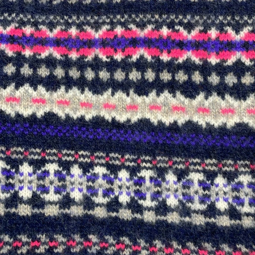 J. Crew Sweater Size XL Fair Isle Navy And Pink 100% Wool - Picture 3 of 9